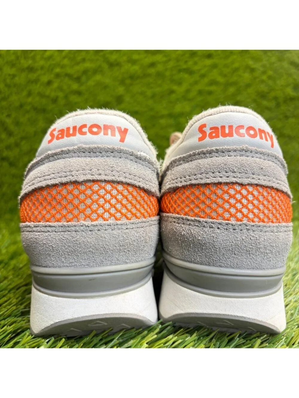 Saucony Shadow Original Boys Size 3.5Y Light Gray Orange Athletic Shoes Sneakers